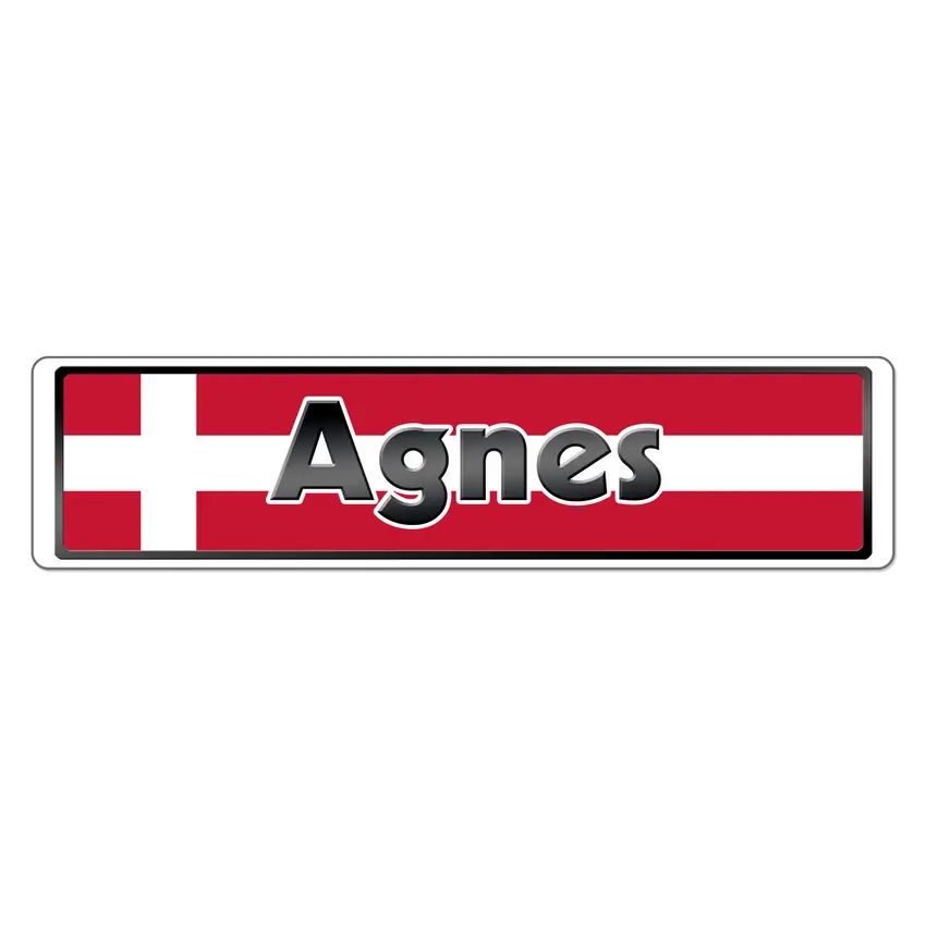 Namensschild mit dänischer Flagge und Ihrem Wunschtext