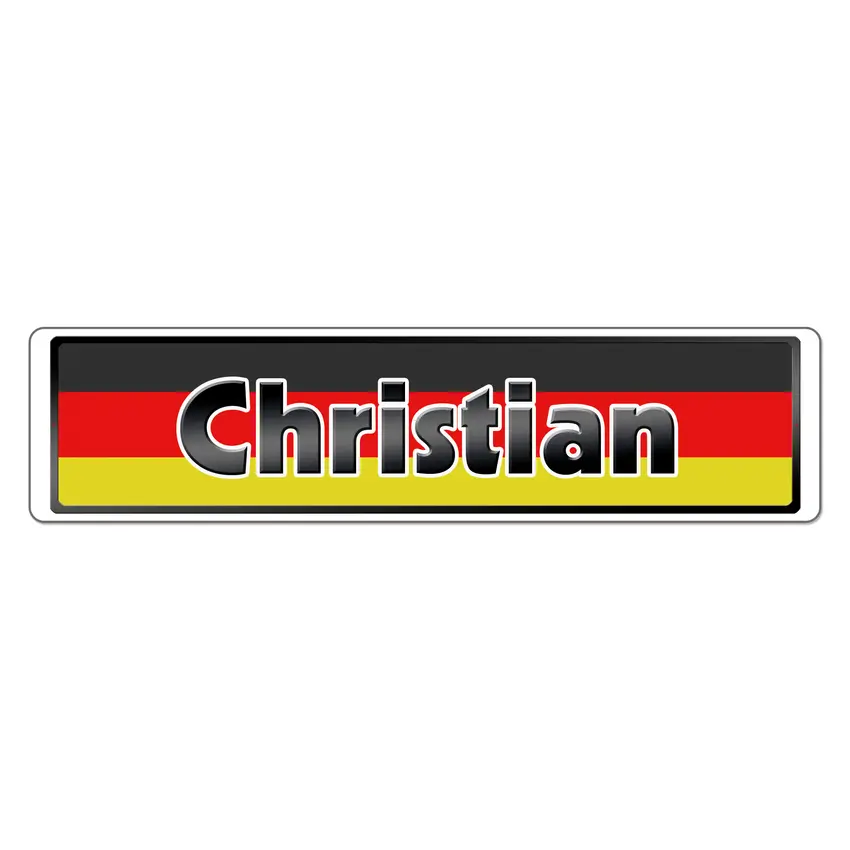 Namensschild mit deutscher Flagge und Ihrem Wunschtext