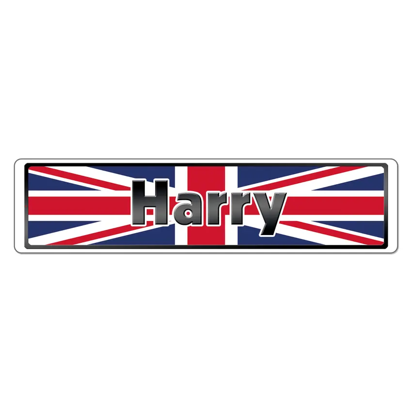 Namensschild mit Großbritannien Flagge und Ihrem Wunschtext