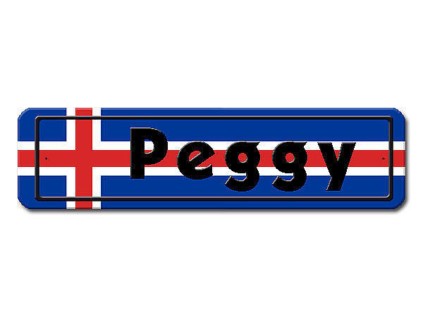 Namensschild mit isländischer Flagge und Ihrem Wunschtext
