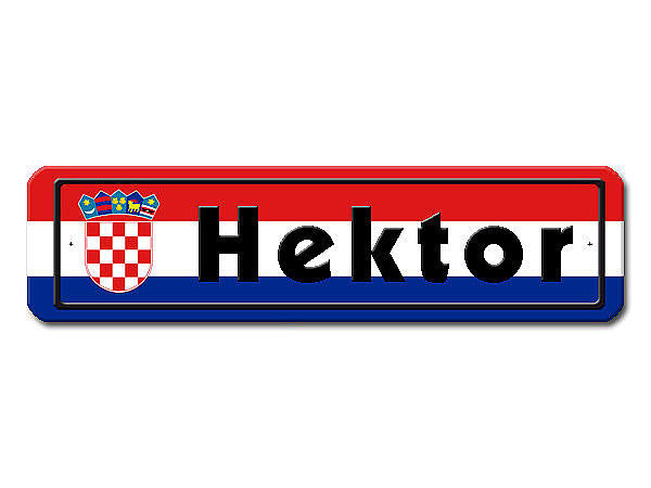 Namensschild mit Kroatien - Flagge und Ihrem Wunschtext