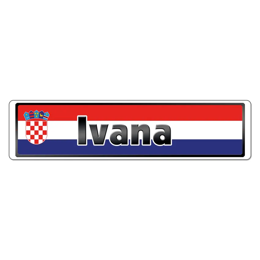 Namensschild mit Kroatien Flagge und Ihrem Wunschtext