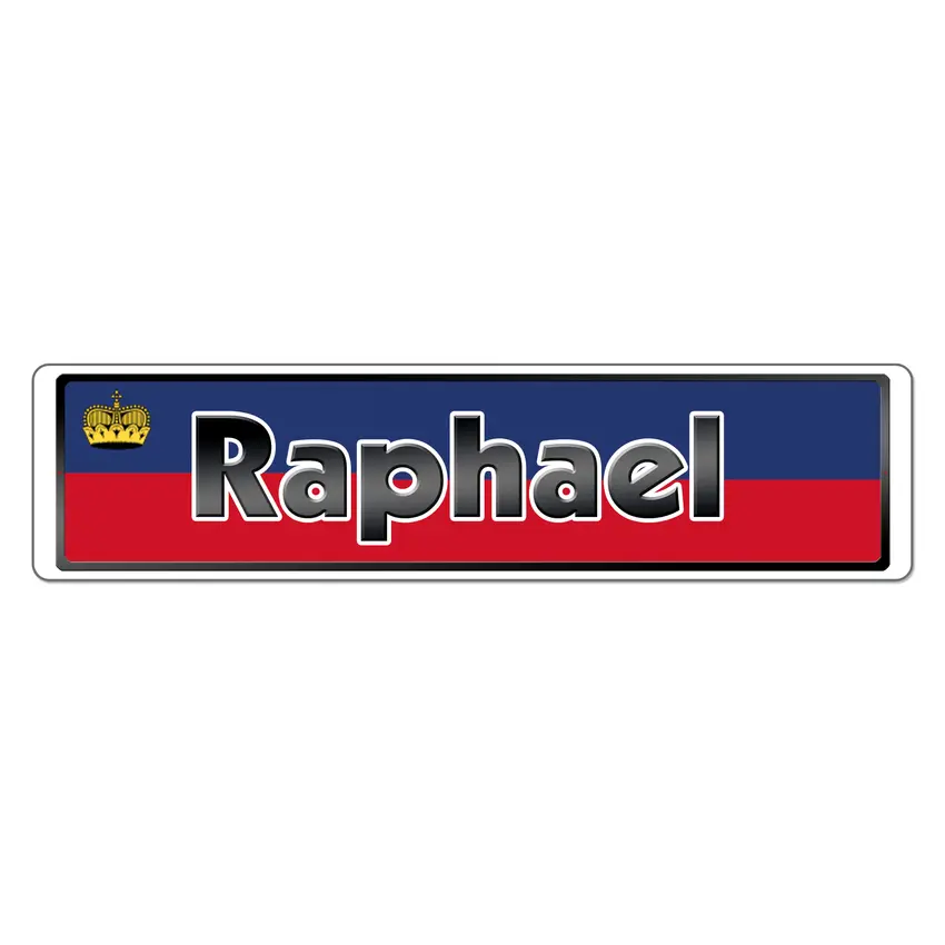 Namensschild mit Liechtenstein Flagge und Ihrem Wunschtext