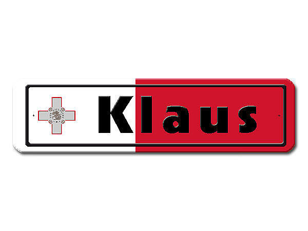 Namensschild mit Malta - Flagge und Ihrem Wunschtext
