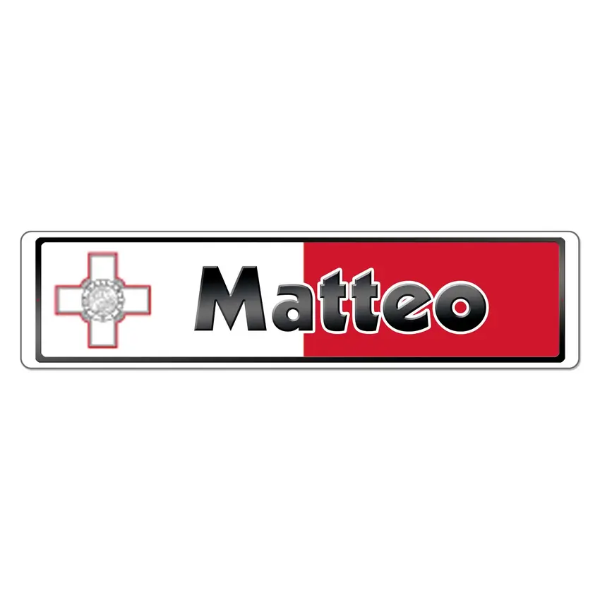 Namensschild mit Malta Flagge und Ihrem Wunschtext