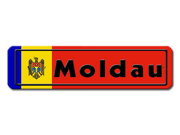 Namensschild mit Moldavien - Flagge und Ihrem Wunschtext