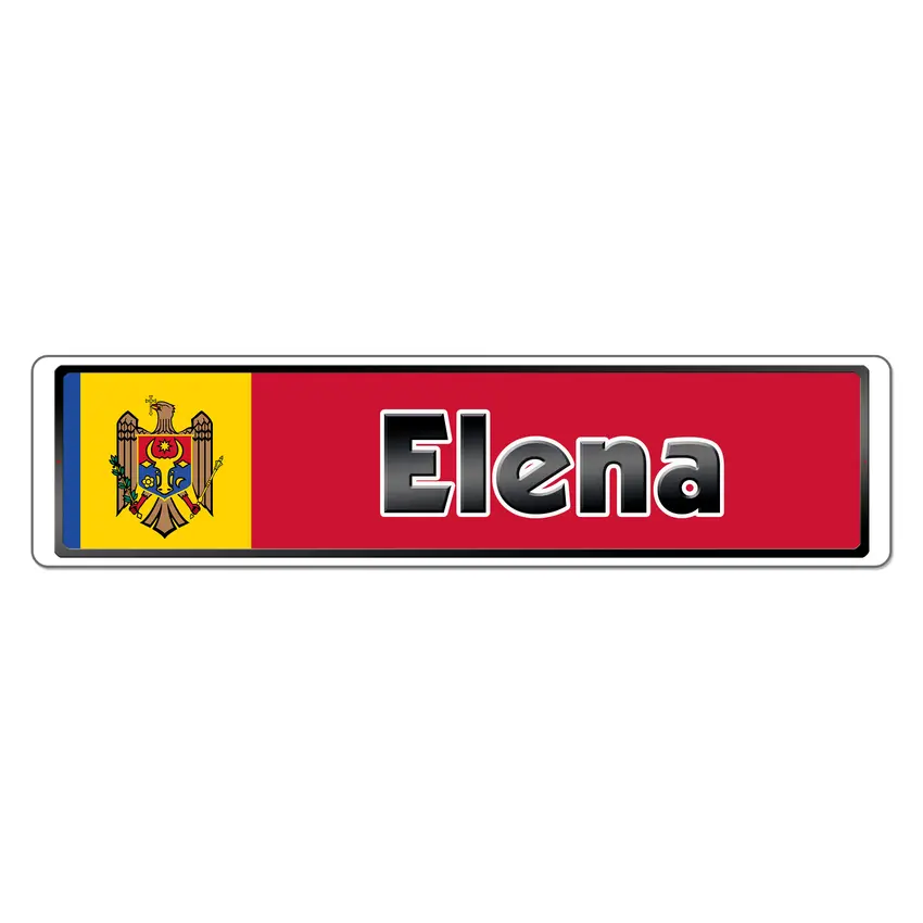 Namensschild mit der Flagge der Republik Moldau und Ihrem Wunschtext