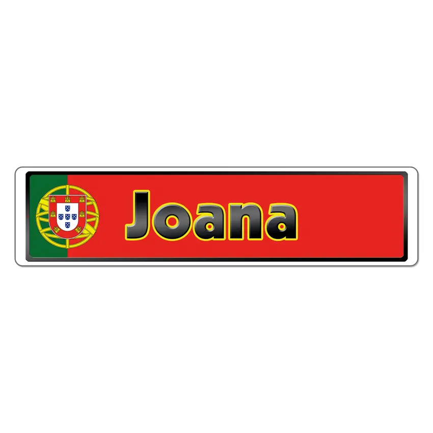 Namensschild mit portugiesischer Flagge und Ihrem Wunschtext