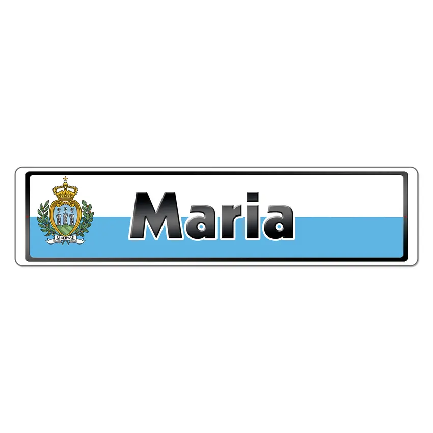 Namensschild mit San Marino - Flagge und Ihrem Wunschtext