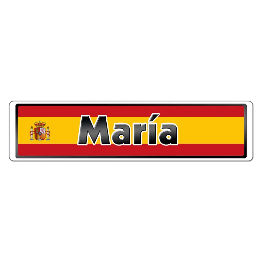 Namensschild mit spanischer Flagge und Ihrem Wunschtext