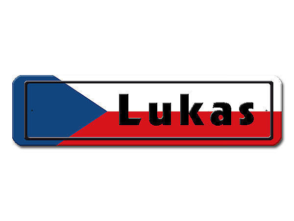 Namensschild mit tschechischer Flagge und Ihrem Wunschtext