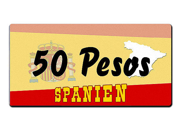 Länder - Nummernschild im Format 30x15 cm - Spanien