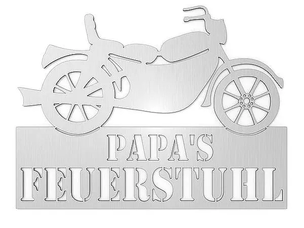 Türschild aus Edelstahl Motiv Motorrad mit Wunschtext Typ 25