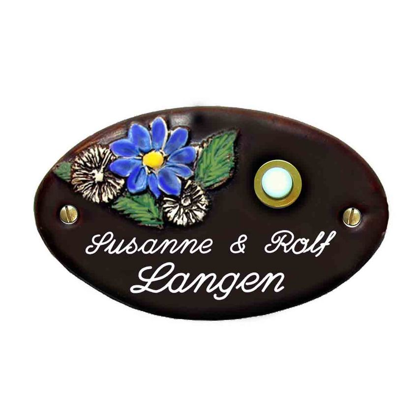 Keramik - Klingelschild Klassik Art in dunkler Naturfrbung