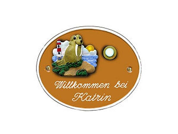 Artelith Klingelschild - oval mittel - toscanaocker - Gre 17x13 cm