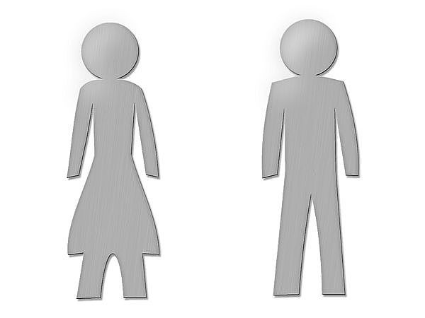 Edelstahl Toilettenschild 2er Set Damen und Herren - Hhe je Symbol: 18 cm