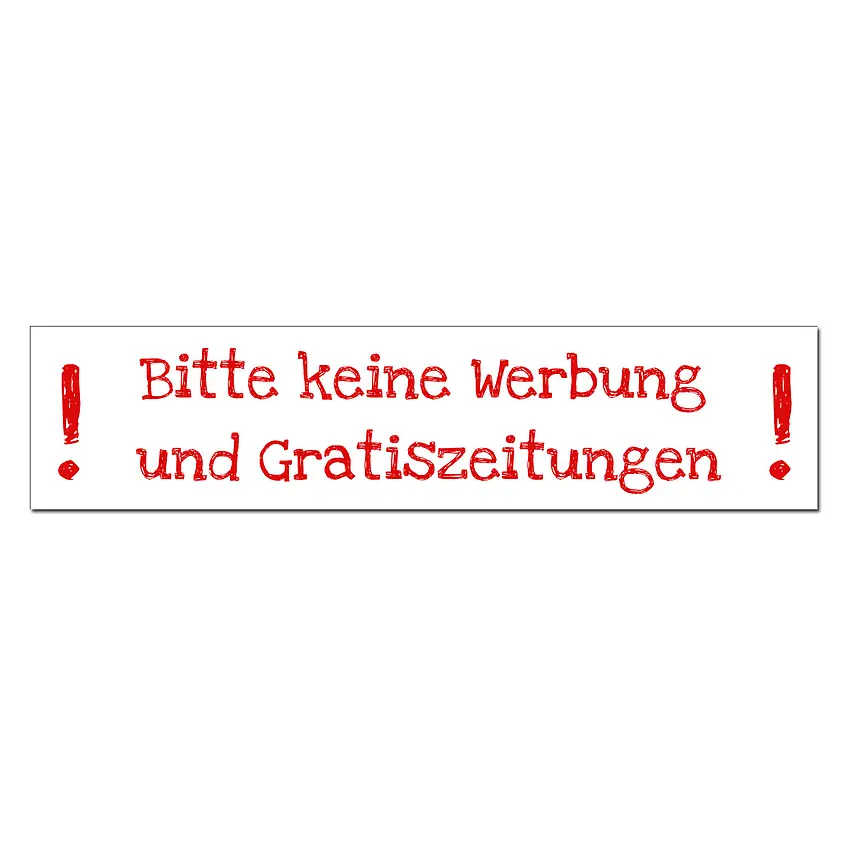 Briefkastenwerbeverbotsschild - bitte keine Werbung und Gratiszeitungen 15 x 3.5 cm
