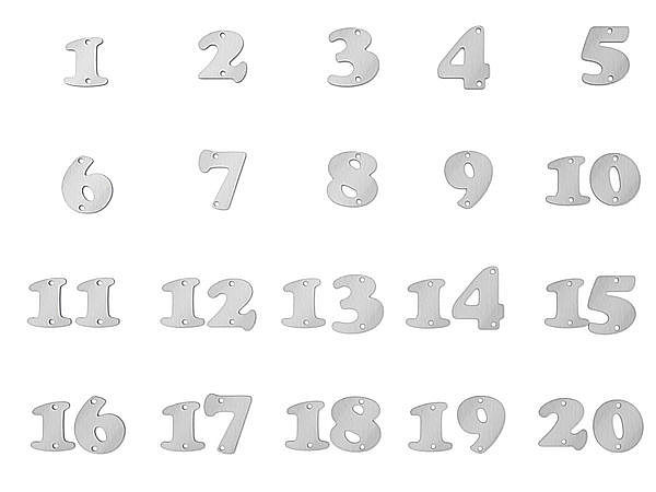 Ziffernsatz 1-20 in der Schriftart Copper