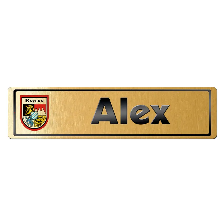 Kleines Namensschild in Gold mit Wunschbundeslandwappen
