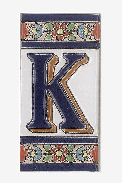 Spanische Fliesen aus Keramik - Buchstabe K