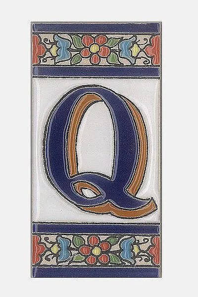 Spanische Fliesen aus Keramik - Buchstabe Q