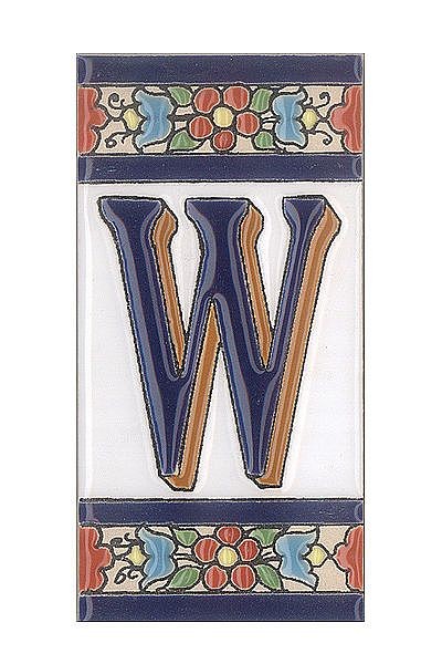Spanische Fliesen aus Keramik - Buchstabe W