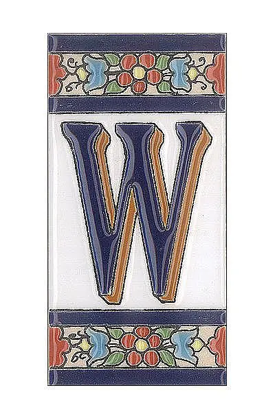 Spanische Fliesen aus Keramik - Buchstabe W