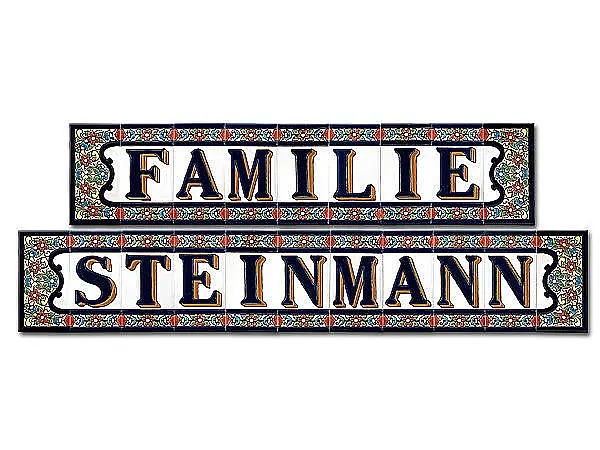 Spanische Fliesen mit Familienname und dem Zusatz Familie