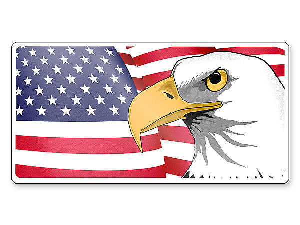 Schild Adler - die amerikanische Flagge und Ihr Wunschtext