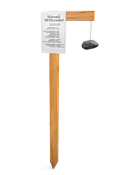 Holzstnder fr Wettersteinschild mit Stein und Kette