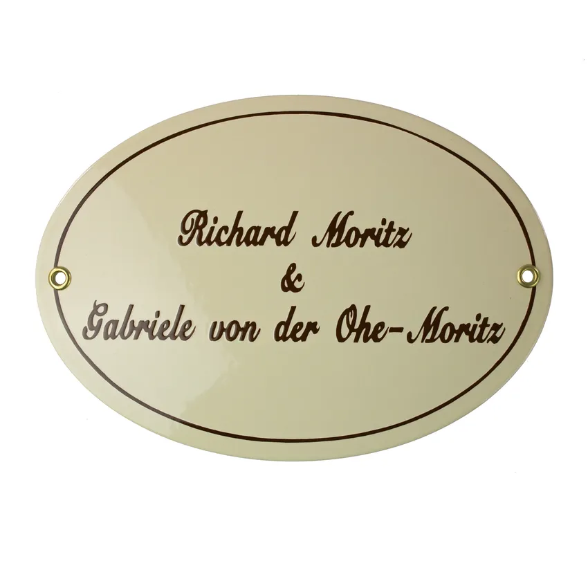Ovales Emaille Tuerschild | mit 2-zeiligem Wunschtext 40 x 30 cm