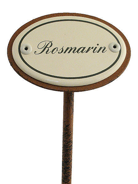 Gartenstecker aus Emaille fr das Kruterbeet - Rosmarin
