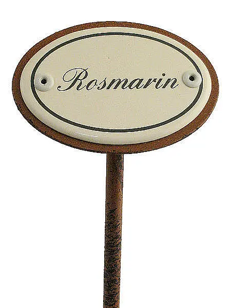 Gartenstecker aus Emaille für das Kräuterbeet - Rosmarin