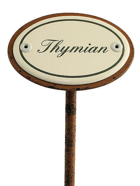 Gartenstecker aus Emaille fr das Kruterbeet - Thymian