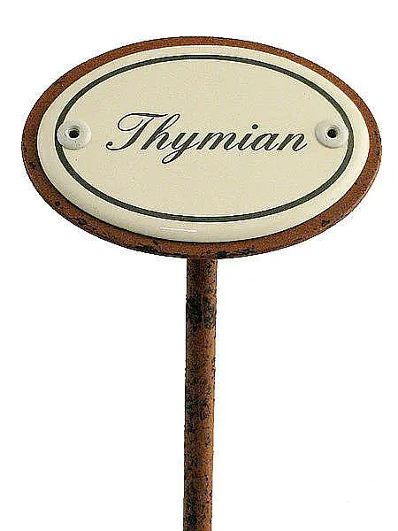 Gartenstecker aus Emaille für das Kräuterbeet - Thymian