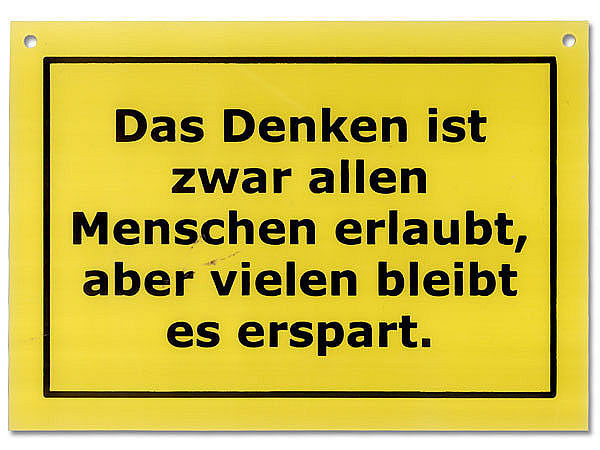 Schild als Postkarte: Das Denken