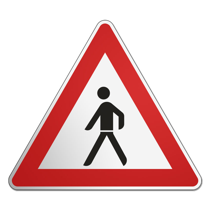 Verkehrszeichen Achtung Fußgänger nach StVO