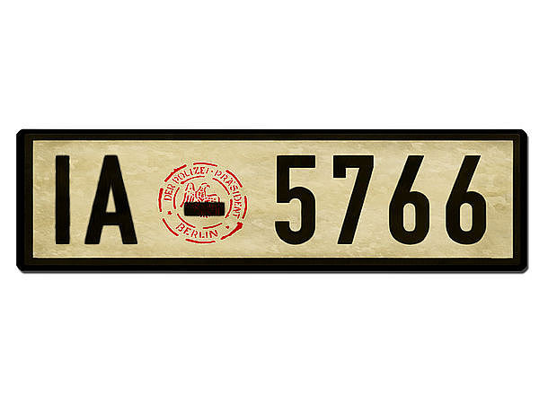 Historisches Nummernschild Berlin aus der Zeit der Weimarer Republik