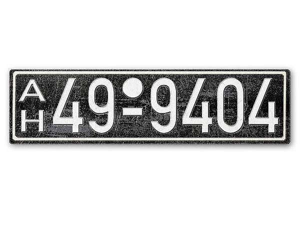 Nummernschild AH Amerikanische Zone Hessen 1948 - 56