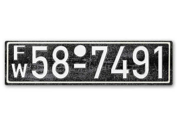 Nummernschild FW Französische Zone Württemberg 1948 - 56