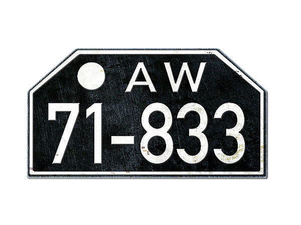 Motorrad Nummernschild AW Amerikanische Zone Württemberg 1948 - 56