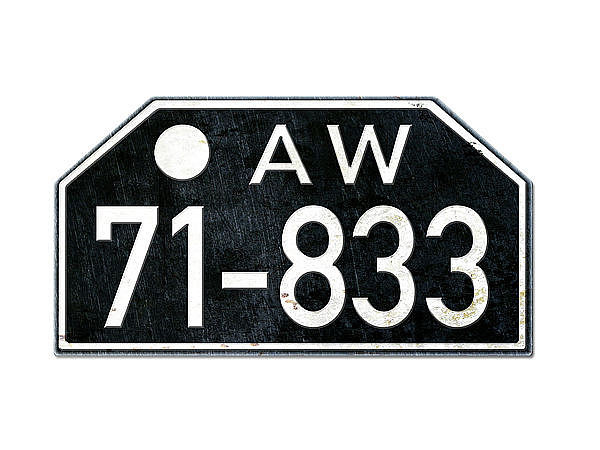 Motorrad Nummernschild AW Amerikanische Zone Wrttemberg 1948 - 56