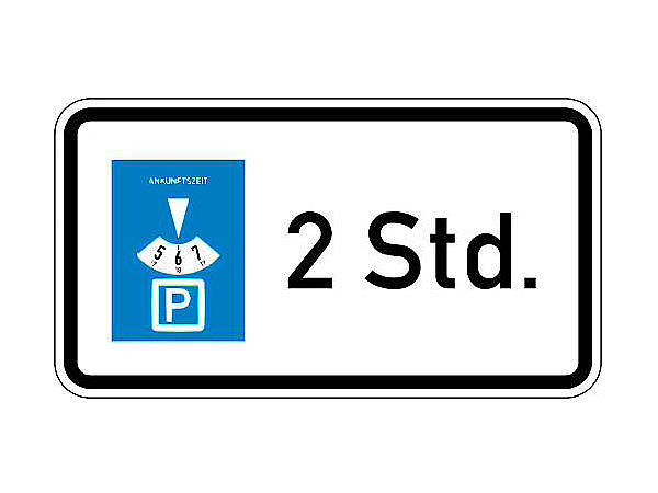 Verkehrszeichen StVO - Parkscheibe 2 Stunden