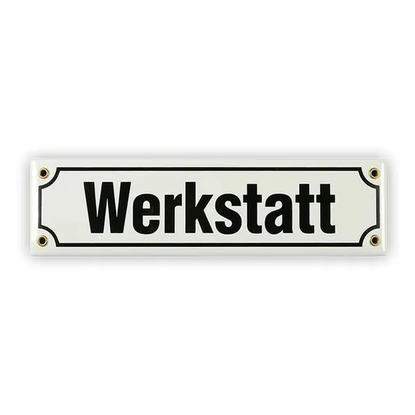 Emailleschild Werkstatt | 30 x 8 cm