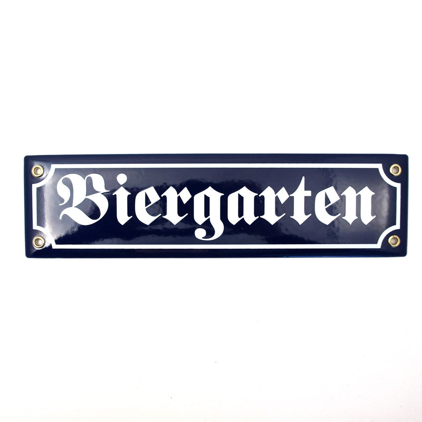 Emailleschild Biergarten - 30 cm x 8 cm