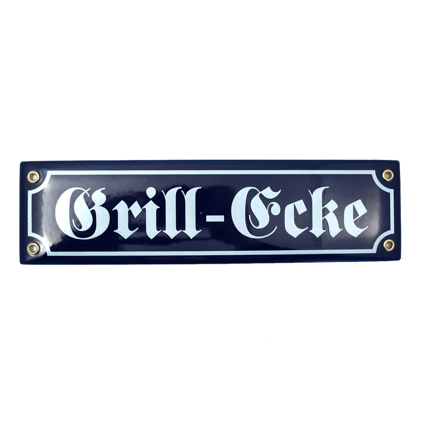 Emailleschild Grill-Ecke 30 x 8 cm