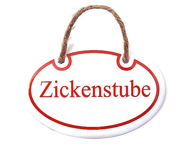 Emaille Trschild Zickenstube - 10,5 x 7 cm