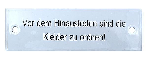 Emaille - Hinweisschild - 12,5 x 4 cm