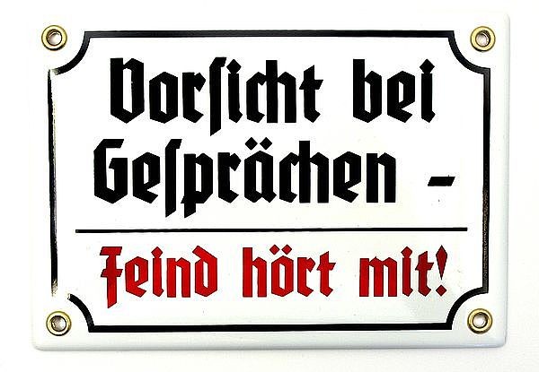 Emailleschild - Vorsicht bei Gesprchen 17 x 12 cm