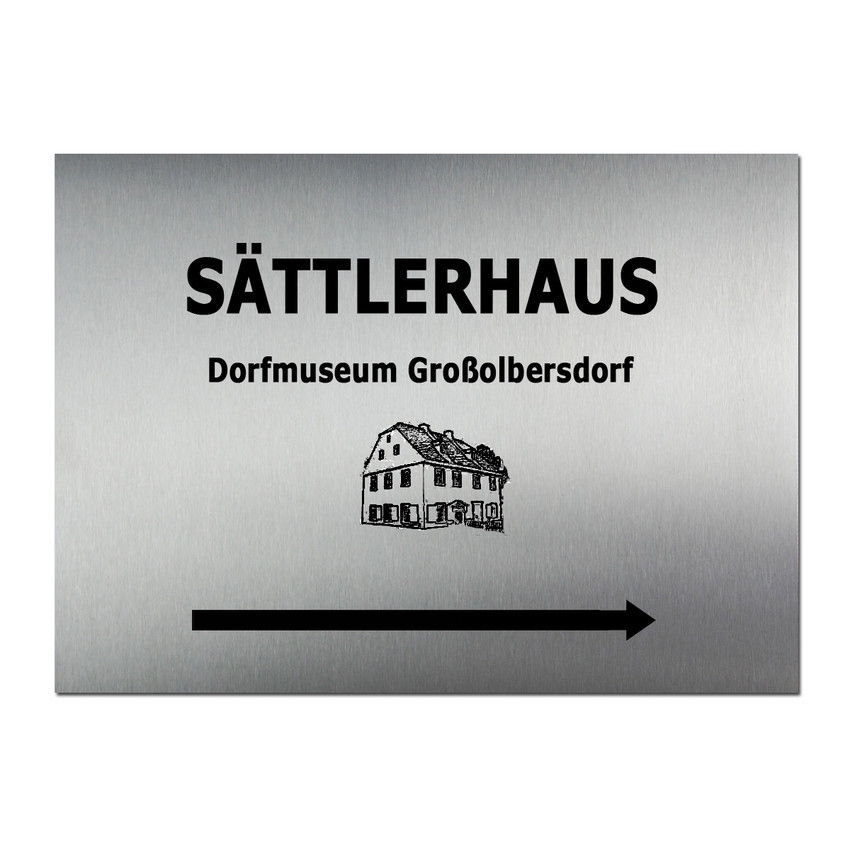 Firmenschild Edelstahl mit Lasergravur 420 x 300 mm